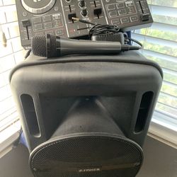 Mixer & Speaker W/Mic For Sale (15” Speaker W/stand)