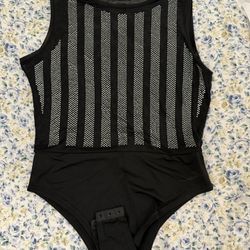 Black Sequin Bodysuit - S — NEW