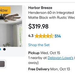 Harbor Breeze Henderson 60-in Integrated LED  Ceiling Fan with Light