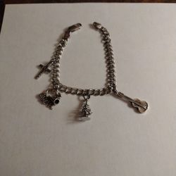 Sterling Silver Charm Bracelet/4 Charms