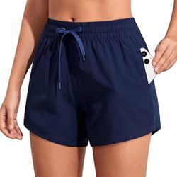 Aqua Eve Women's Board Swim Shorts High Waisted Bathing Suits Bottom Athletic Swimsuit Shorts with Pockets 3