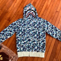 Blue Camo Full Zip Bape Hoodie