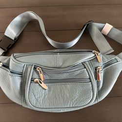 Fanny Pack, Shoulder Bag, Cross Body Bag. Genuine Napa Leather. New, Never Used. Smooth supple leather. French blue. Two available