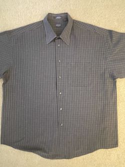 Arrow Button-down Short-Sleeve Shirt Dark Gray Plaid Men's XL