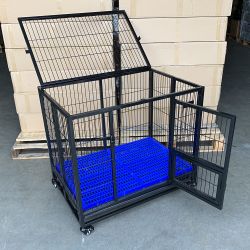 $150 (New) Folding dog cage 37x25x33” heavy duty single-door kennel w/ plastic tray 