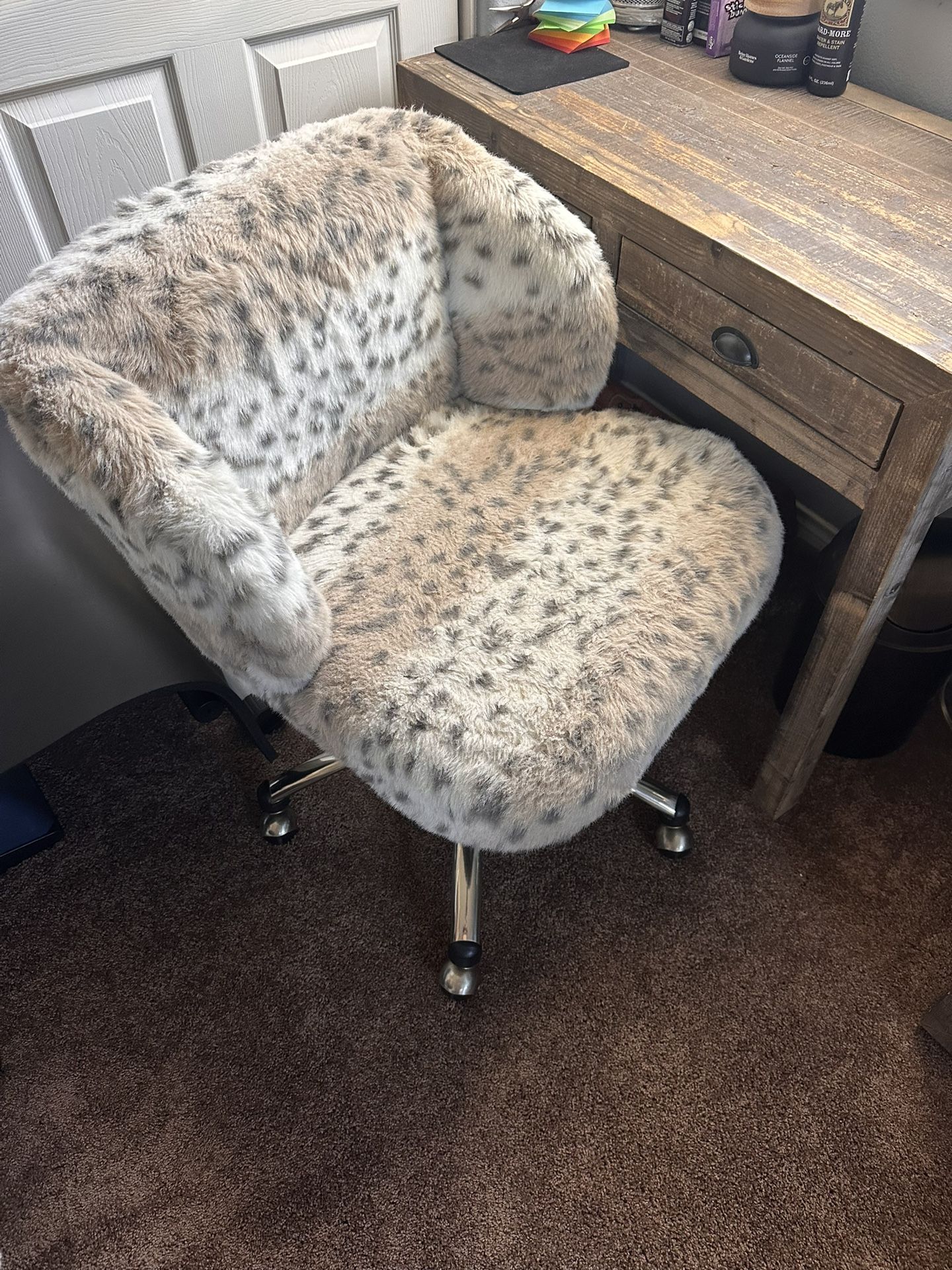 Pottery Barn Teen Faux fur swivel desk chair.