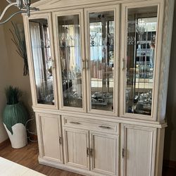 Oak wood dining Set With China Cabinet And Dresser