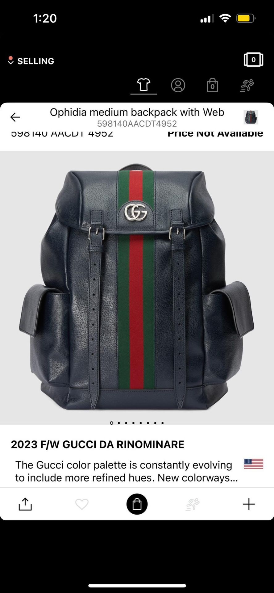 Gucci Navy blue backpack