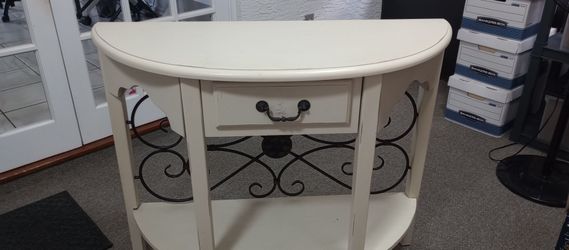 White Half Moon Console Table