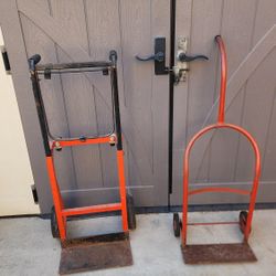 2 Small Vintage Dollies Dolly Hand Trucks - 1 Transforms Into A Cart