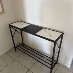 Entryway Console Table Marble And Black 
