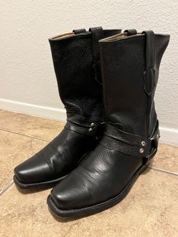 Men's Leather Harness Biker Boots Size 8