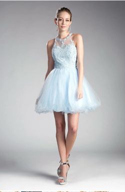 XS High-Neck Short Babydoll Dress ice blue