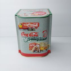 Vintage 2000 Coca-Cola Bottling Works Hinged Sloped Top Musical Tin Box. 