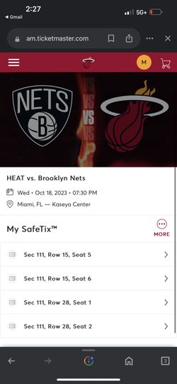 4 Miami Heat Tickets Today  $160 For 4 Tickets 