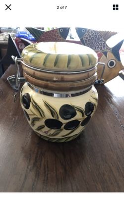 Created by Boulevard Table Top Unlimited Canister Hand Painted Collection Oives
