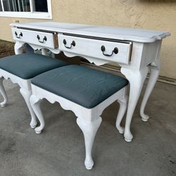 Thomasville Buffet Style Table Woth 2 Benches White 125 Obo