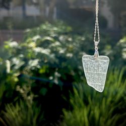 Rare Sea Glass Sterling Silver Necklace 
