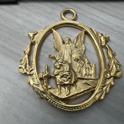 Camco Guardian Angel Protecting Children Ornament Charm Crib Gold Metal Pendant  Appt 2x2.5  Will be shipped in an envelope