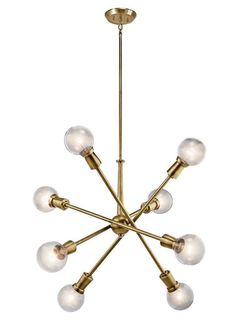 Kichler Armstrong 30 in. 8-Light Natural Brass Mid-Century Modern Sputnik Chandelier for Dining Room