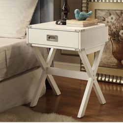 2 White Nightstand/End Table with Storage