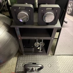 Adjustable Dumbbell Set, Adjustable Kettlebell, and Ironmaster Dumbell Stand 