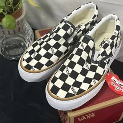 Vans Black and White Checkered Slip-On Sneakers