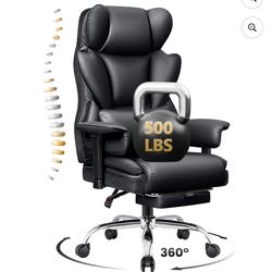 Large Executive PU Leather Office Chair with Adjustable Armrests and Footrest, High Back and Lumbar Support, Ideal for Big and Tall Users, Perfect for
