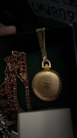 Gold-Tone Pocket Watch with Chain