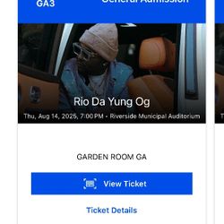 Rio Da Yung Og Concert Tickets 8/14/25 Riverside Municipal Auditorium GA