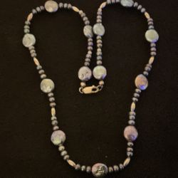 18” Sterling Silver 925 And Genuine Pearl Necklaces And Stretch Bracelet ( Same Color)