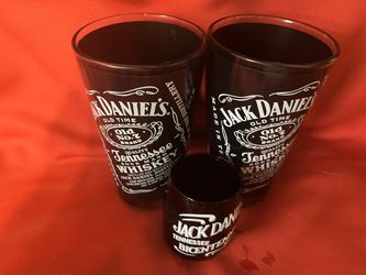 Jack Daniels Black Glasses & Shot Glass 