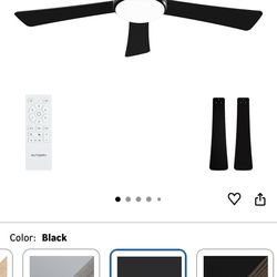 52 Inch Ceiling Fans with Lights and Remote - Black