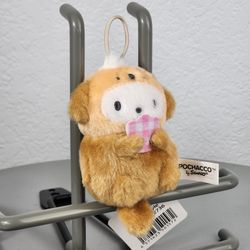 4" Sanrio Pochacco In Brown Otter Costume Keychain Charm Plush