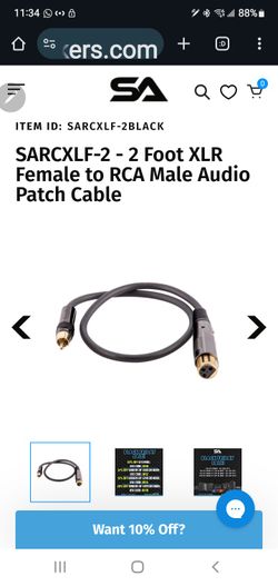 2 NEW  SEISMIC AUDIO 2FT XLR FEMALE TO MALLE AUDIO PATCH CABLE..