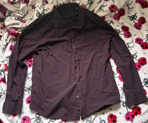 Marks & Spencer Men's Dark Burgundy Button-Up Shirt