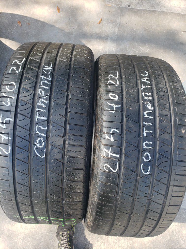 2 Used Tires 275 40 22 Continental 