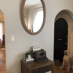 Vintage Solid Wood Oval Mirror