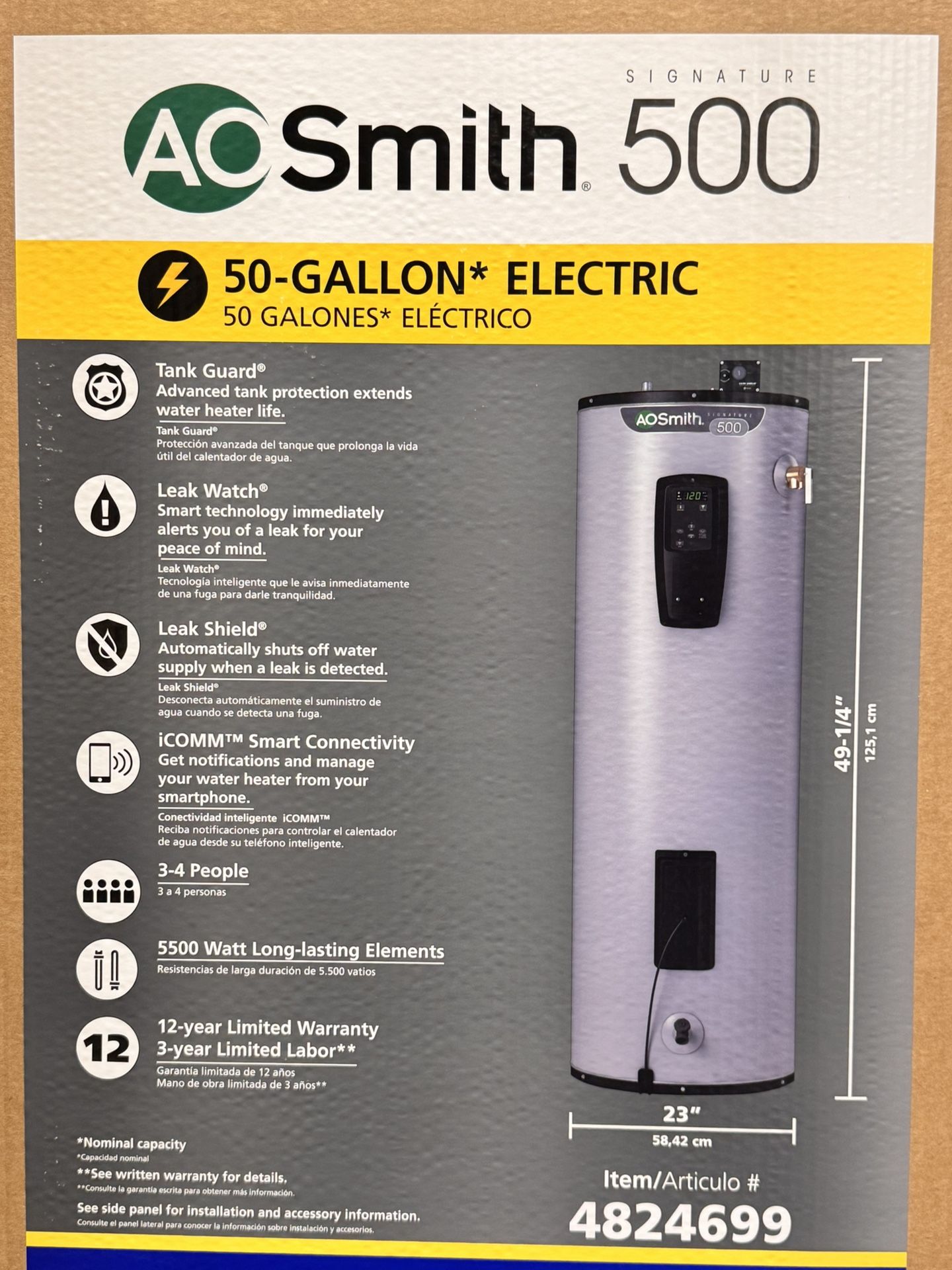 AOSmith 50 Gallon Electric Water Heater