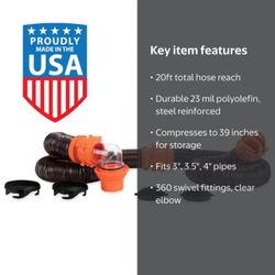 Brand New Camco RhinoFLEX 20ft RV Sewer Hose Kit - 23 Mils of Polyolefin, Black (39744)