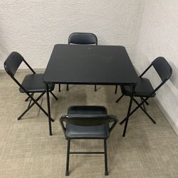 Folding Black Metal Chairs And Table