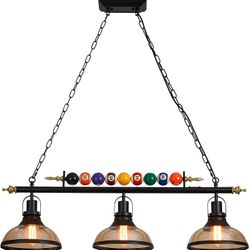 Billiard Pendant Lights, Retro Island Light Fixtures, for 7'-8' Hanging Pool Table Lights for Bar, Cafe, Billiards Room, Snooker Table, Kitchen Island