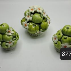 Antique Apples Salt And Pepper Shakers And Sugar Bowl