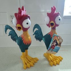 Disney Moana Squeeze & Scream HeiHei Rubber Chicken Rooster Toy Lot x2