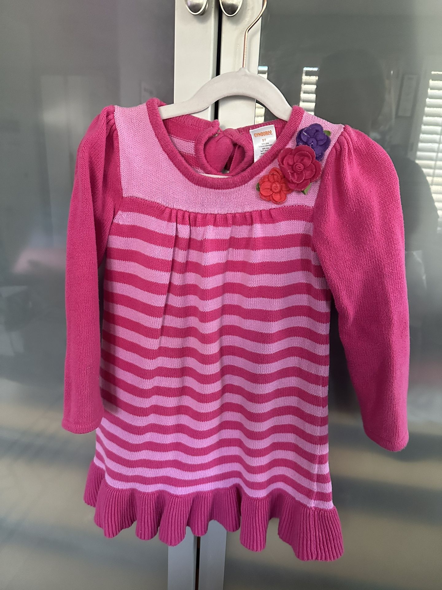 Gymboree Corgi Style Sweater Dress Hot Pink Stipes Size 5 5T