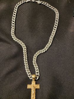 18k white gold and gold chain 18k gold cross