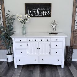 Refinished Solid Wood Swan White Wide Bedroom Dresser Delivery Available 