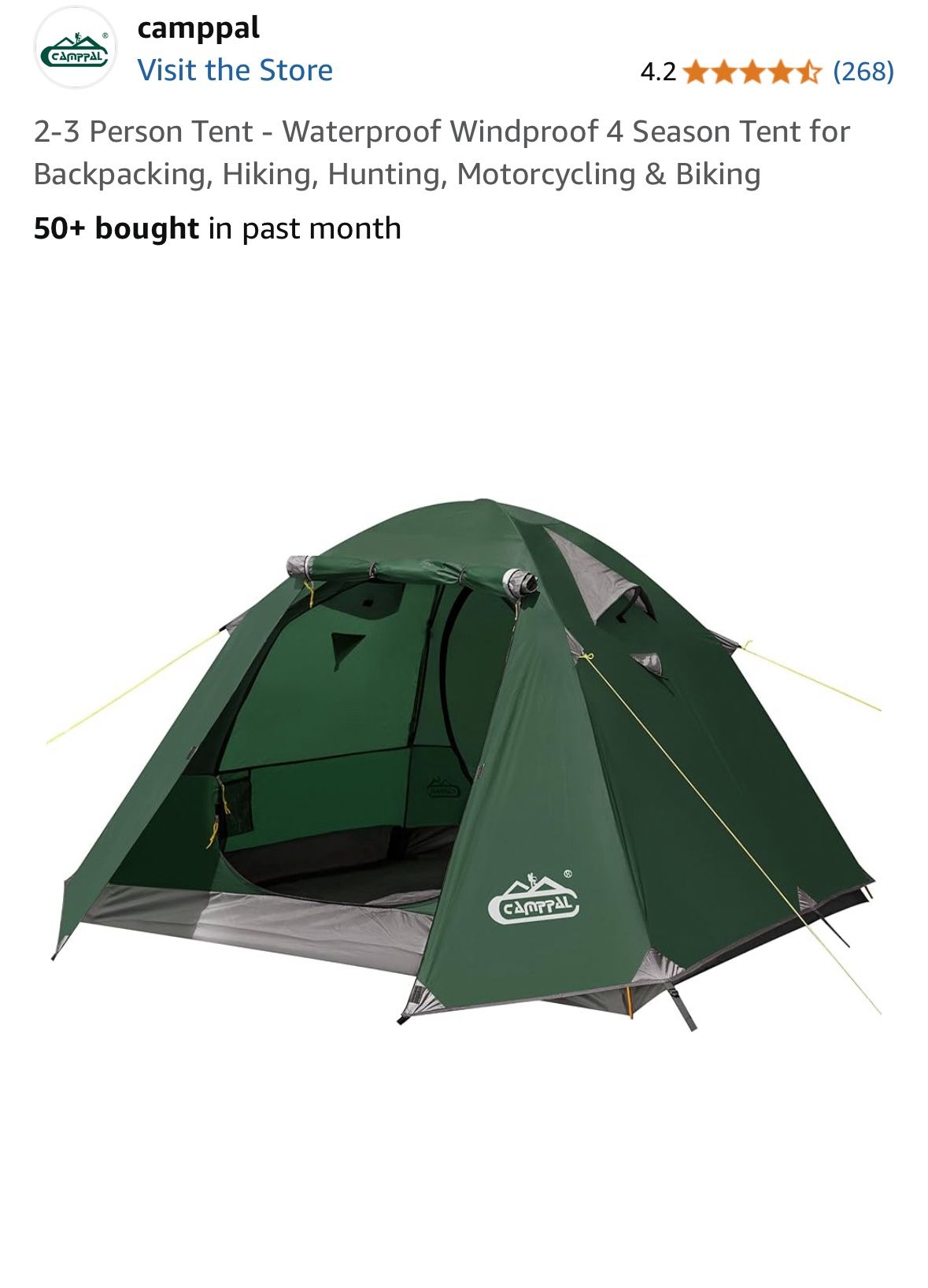 Waterproof Camping Tent 2 or 3 Person 