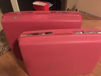 Vintage pink samsonite luggage
