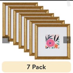 pack) DesignOvation 8x8 Matted for 4x4 Beaded Gold Decorative Tabletop Picture Frame